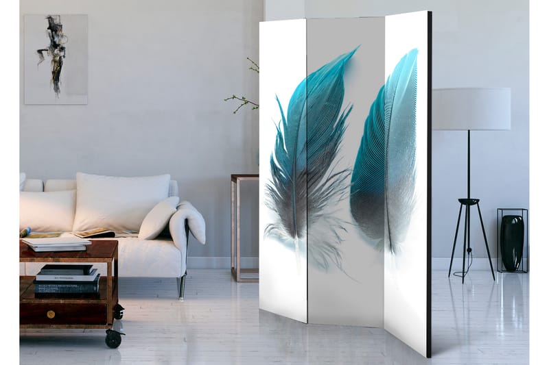 Rumsavdelare Blue Feathers 135x172 - Artgeist sp. z o. o. - Inredning - Rumsavdelare - Vikskärm
