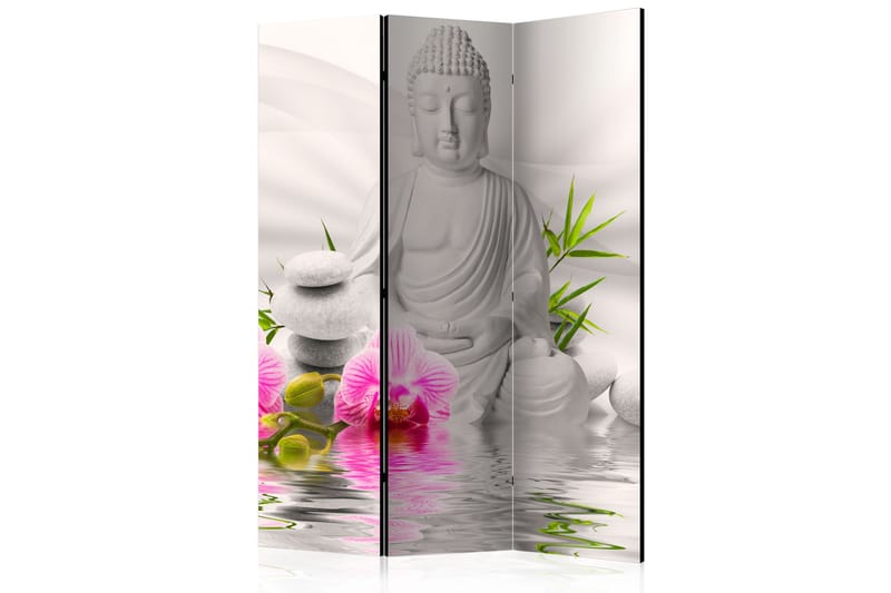 Rumsavdelare Buddha And Orchids 135x172 - Artgeist sp. z o. o. - Vikskärm - Rumsavdelare