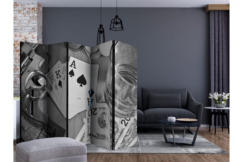 Rumsavdelare - Cards: black and white II 225x172 - Artgeist sp. z o. o. - Inredning - Rumsavdelare - Vikskärm