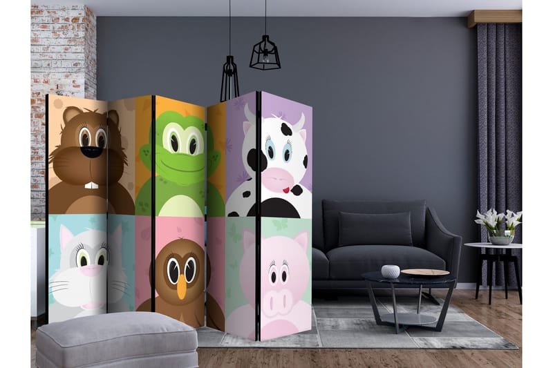 Rumsavdelare - Cheerful animals II 225x172 - Artgeist sp. z o. o. - Inredning - Rumsavdelare - Vikskärm