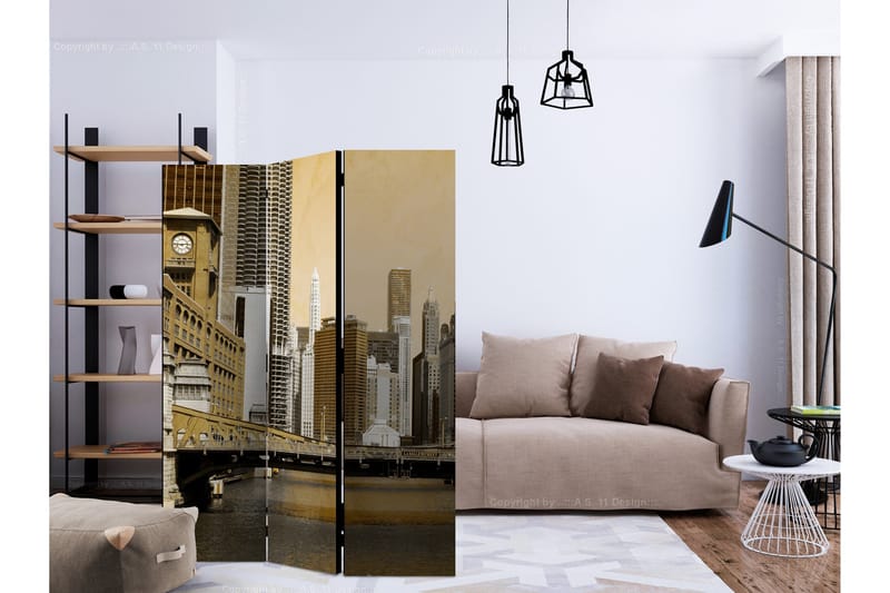 Rumsavdelare - Chicago's bridge (vintage effect) 135x172 - Artgeist sp. z o. o. - Inredning - Rumsavdelare - Vikskärm