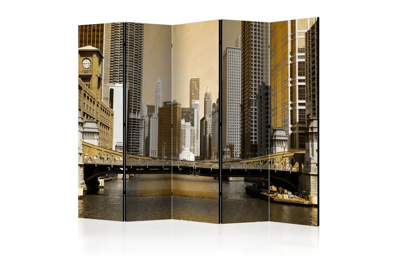 Rumsavdelare - Chicago's bridge (vintage effect) 225x172 - Artgeist sp. z o. o. - Vikskärm - Rumsavdelare