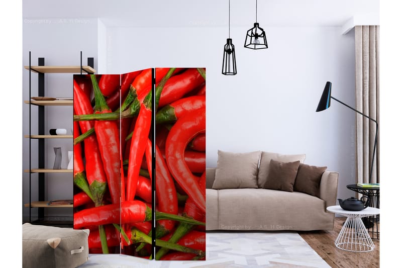 Rumsavdelare Chili Pepper - Background 135x172 cm - Artgeist sp. z o. o. - Vikskärm - Rumsavdelare