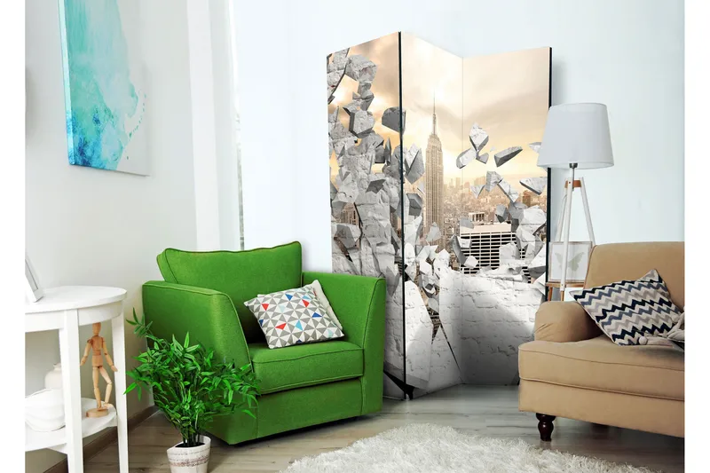 Rumsavdelare City Behind The Wall 135x172 - Artgeist sp. z o. o. - Inredning - Rumsavdelare - Vikskärm