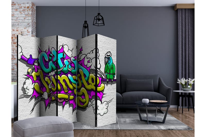 Rumsavdelare - City Jungle - graffiti II 225x172 - Artgeist sp. z o. o. - Inredning - Rumsavdelare - Vikskärm