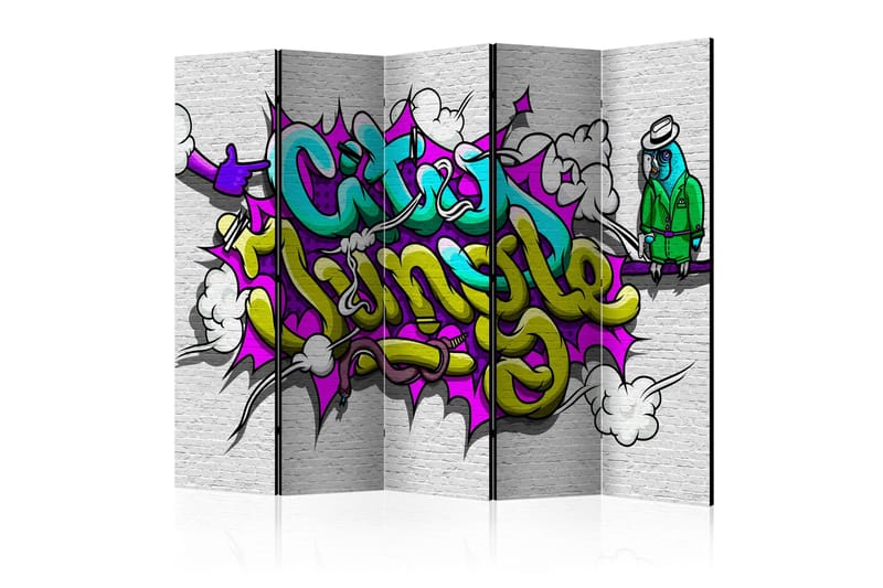 Rumsavdelare - City Jungle - graffiti II 225x172 - Artgeist sp. z o. o. - Inredning - Rumsavdelare - Vikskärm