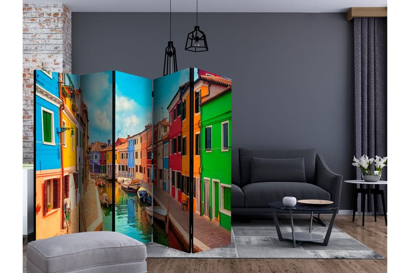 Rumsavdelare -  Colorful Canal in Burano II 225x172 - Artgeist sp. z o. o. - Inredning - Rumsavdelare - Vikskärm