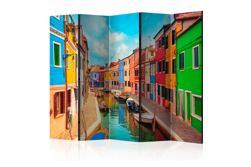 Rumsavdelare -  Colorful Canal in Burano II 225x172 - Artgeist sp. z o. o. - Inredning - Rumsavdelare - Vikskärm