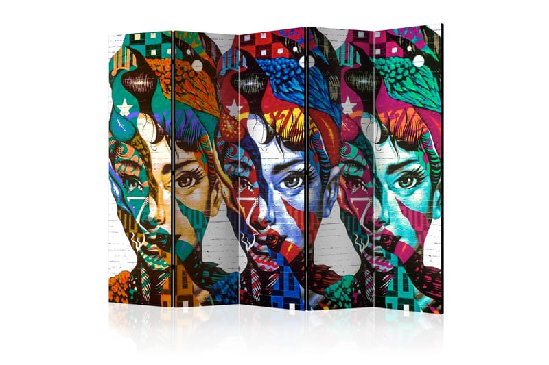 Rumsavdelare - Colorful Faces II 225x172 - Artgeist sp. z o. o. - Inredning - Rumsavdelare - Vikskärm