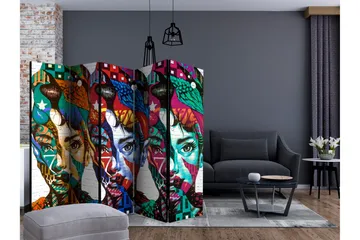 Rumsavdelare - Colorful Faces II 225x172 - Artgeist sp. z o. o. - Inredning - Rumsavdelare - Vikskärm