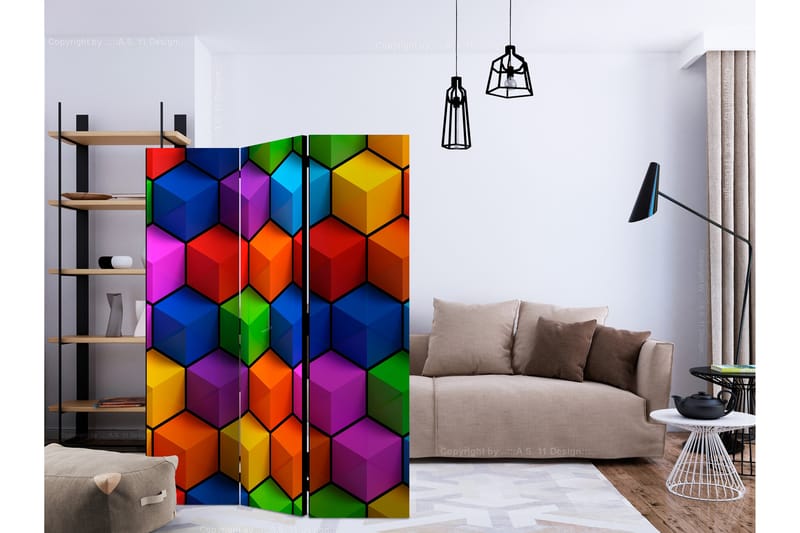 Rumsavdelare Colorful Geometric Boxes 135x172 cm - Artgeist sp. z o. o. - Inredning - Rumsavdelare - Vikskärm
