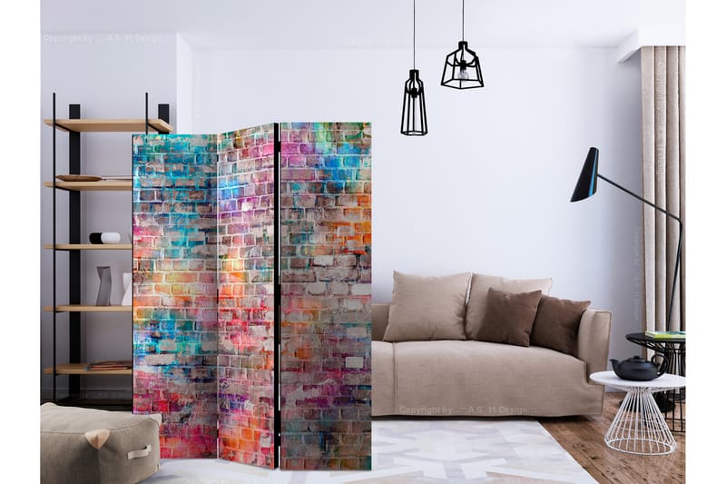 Rumsavdelare - Colourful Brick 135x172 - Artgeist sp. z o. o. - Inredning - Rumsavdelare - Vikskärm