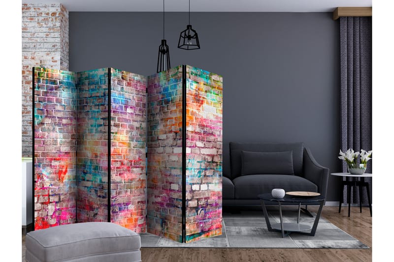 Rumsavdelare - Colourful Brick II 225x172 - Artgeist sp. z o. o. - Inredning - Rumsavdelare - Vikskärm