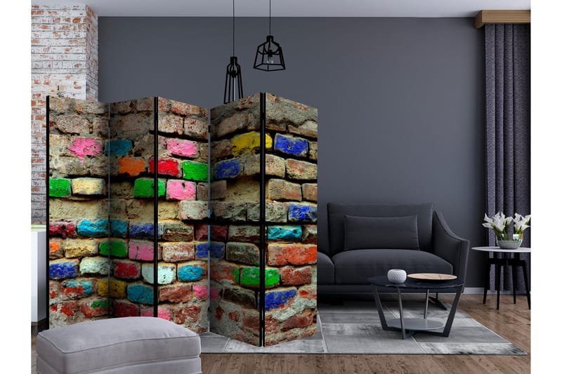 Rumsavdelare - Colourful Bricks II 225x172 - Artgeist sp. z o. o. - Inredning - Rumsavdelare - Vikskärm