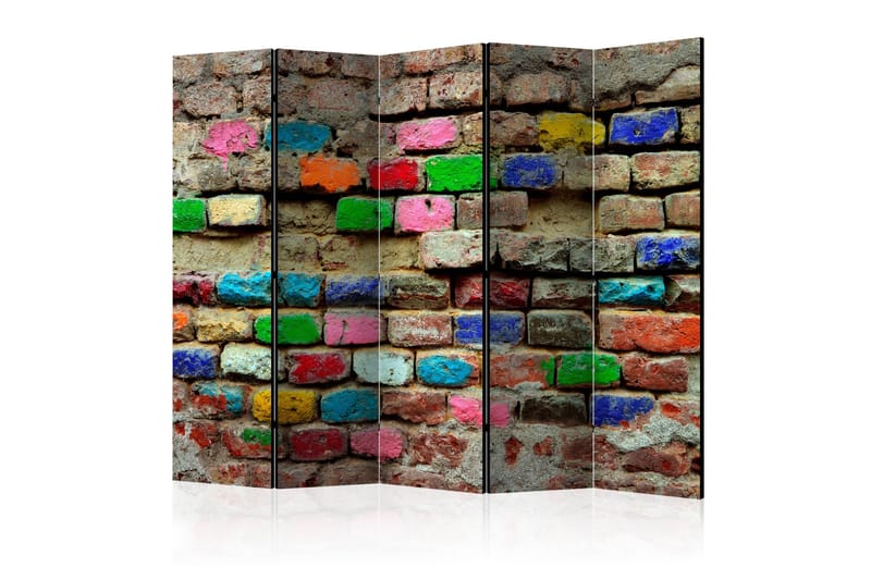 Rumsavdelare - Colourful Bricks II 225x172 - Artgeist sp. z o. o. - Inredning - Rumsavdelare - Vikskärm