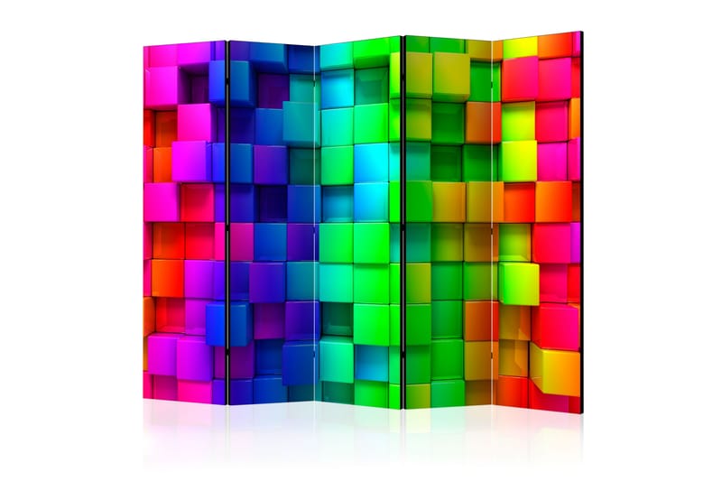 Rumsavdelare Colourful Cubes 225x172 - Artgeist sp. z o. o. - Vikskärm - Rumsavdelare