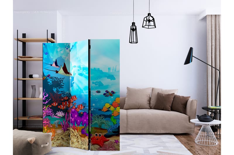 Rumsavdelare - Colourful Fish 135x172 - Artgeist sp. z o. o. - Inredning - Rumsavdelare - Vikskärm
