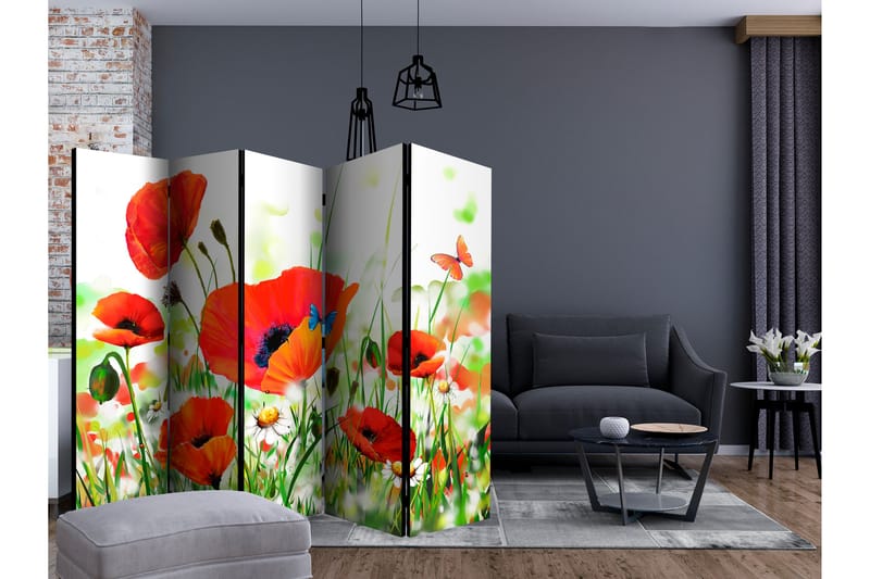 Rumsavdelare Country Poppies II 225x172 cm - Artgeist sp. z o. o. - Vikskärm - Rumsavdelare