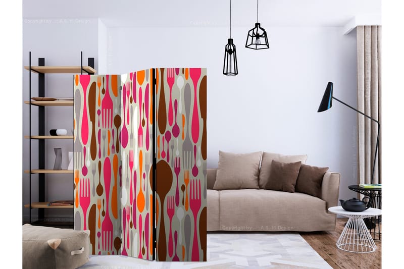 Rumsavdelare - Cutlery - pink and violet 135x172 - Artgeist sp. z o. o. - Inredning - Rumsavdelare - Vikskärm