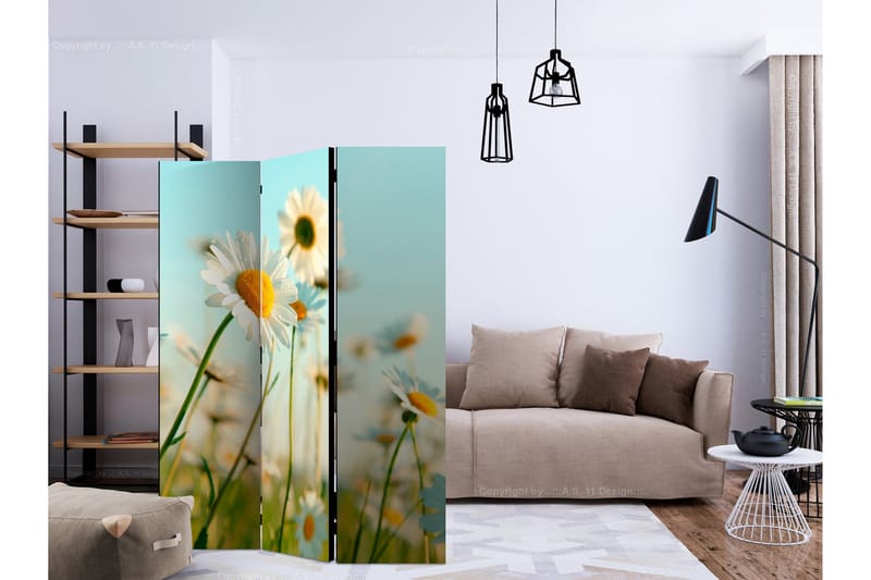 Rumsavdelare - Daisies - spring meadow 135x172 - Artgeist sp. z o. o. - Inredning - Rumsavdelare - Vikskärm