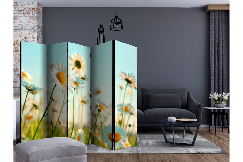Rumsavdelare - Daisies - spring meadow II 225x172 - Artgeist sp. z o. o. - Inredning - Rumsavdelare - Vikskärm