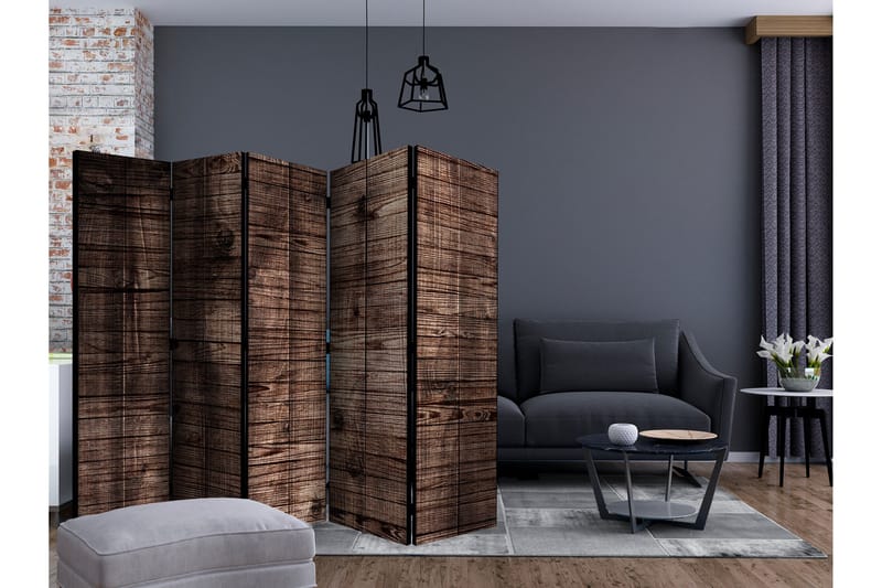 Rumsavdelare Dark Brown Boards II 225x172 cm - Artgeist sp. z o. o. - Inredning - Rumsavdelare - Vikskärm