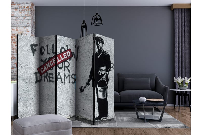Rumsavdelare - Dreams Cancelled (Banksy) II 225x172 - Artgeist sp. z o. o. - Vikskärm - Rumsavdelare