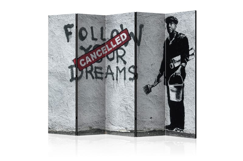 Rumsavdelare - Dreams Cancelled (Banksy) II 225x172 - Artgeist sp. z o. o. - Vikskärm - Rumsavdelare