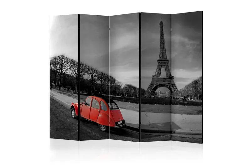Rumsavdelare - Eiffel Tower and red car II 225x172, Artgeist sp. z o. o.