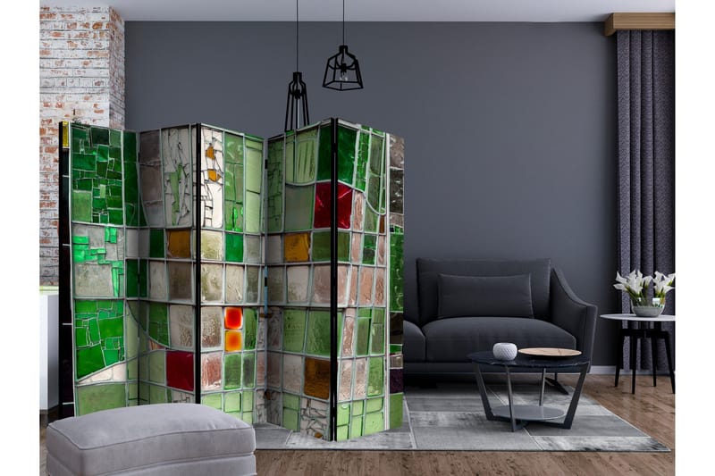 Rumsavdelare - Emerald Stained Glass II 225x172 - Artgeist sp. z o. o. - Inredning - Rumsavdelare - Vikskärm