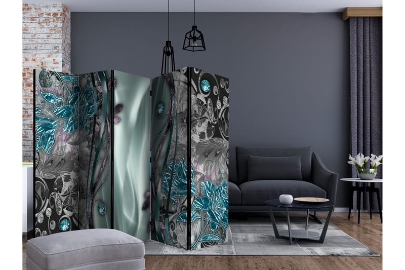 Rumsavdelare - Floral Curtain (Turquoise) II 225x172 - Artgeist sp. z o. o. - Inredning - Rumsavdelare - Vikskärm
