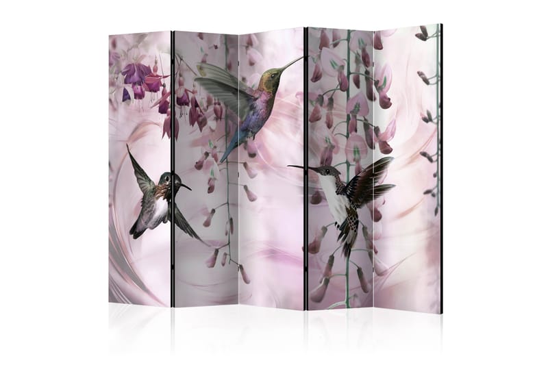 Rumsavdelare Flying Hummingbirds Pink II 225x172 cm - Artgeist sp. z o. o. - Vikskärm - Rumsavdelare