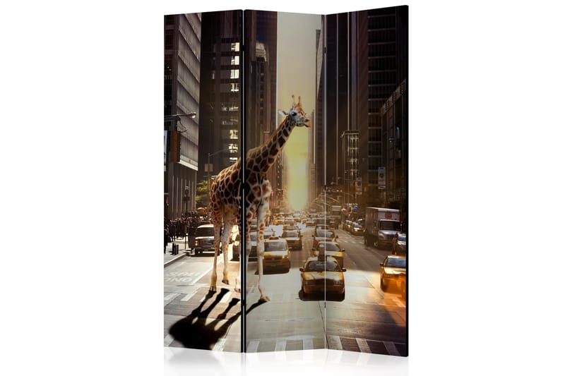 Rumsavdelare Giraffe in the Big City 135x172 cm - Artgeist sp. z o. o. - Vikskärm - Rumsavdelare