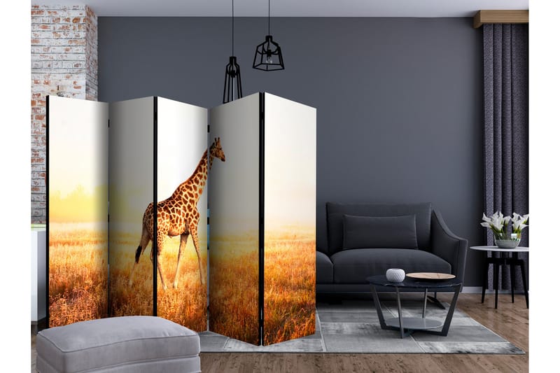 Rumsavdelare Giraffe - Walk II 225x172 cm - Artgeist sp. z o. o. - Vikskärm - Rumsavdelare