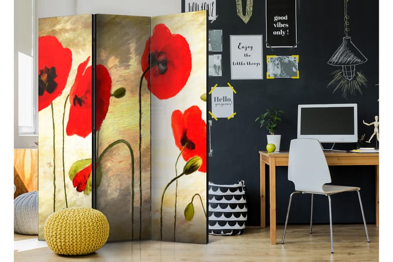 Rumsavdelare Golden Field Of Poppies 135x172 - Artgeist sp. z o. o. - Inredning - Rumsavdelare - Vikskärm