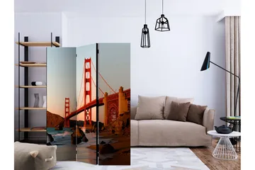 Rumsavdelare - Golden Gate Bridge - sunset 135x172 - Artgeist sp. z o. o. - Inredning - Rumsavdelare - Vikskärm