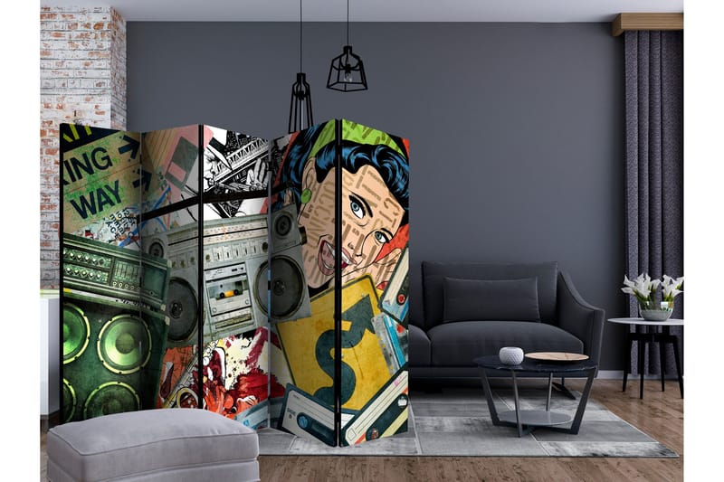 Rumsavdelare - Graffiti girl II 225x172 - Artgeist sp. z o. o. - Inredning - Rumsavdelare - Vikskärm