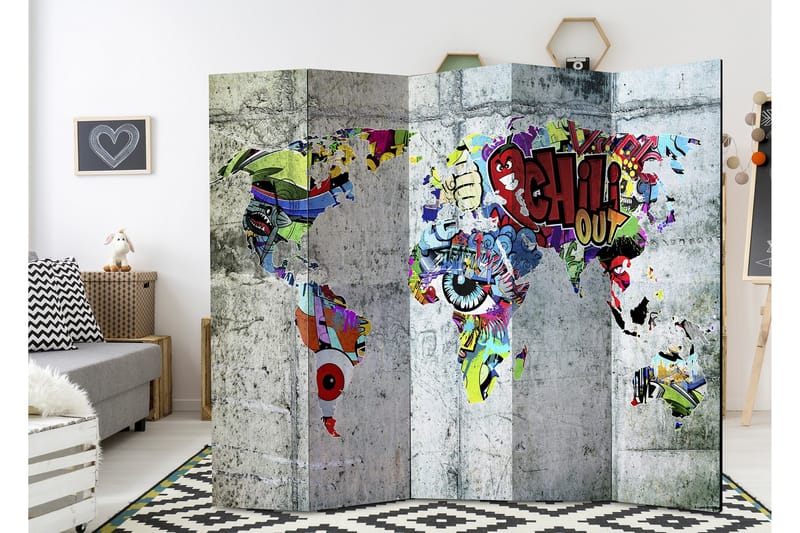 Rumsavdelare Graffiti World 225x172 - Artgeist sp. z o. o. - Inredning - Rumsavdelare - Vikskärm