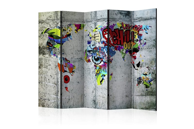 Rumsavdelare Graffiti World 225x172 - Artgeist sp. z o. o. - Inredning - Rumsavdelare - Vikskärm