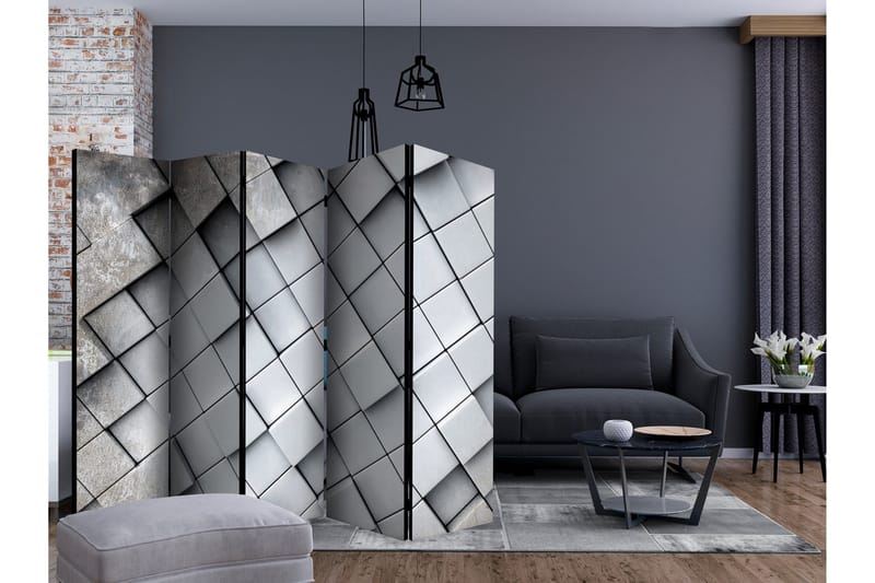 Rumsavdelare - Gray background 3D II 225x172 - Artgeist sp. z o. o. - Inredning - Rumsavdelare - Vikskärm