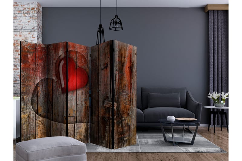 Rumsavdelare - Heart on wooden background II 225x172 - Artgeist sp. z o. o. - Inredning - Rumsavdelare - Vikskärm