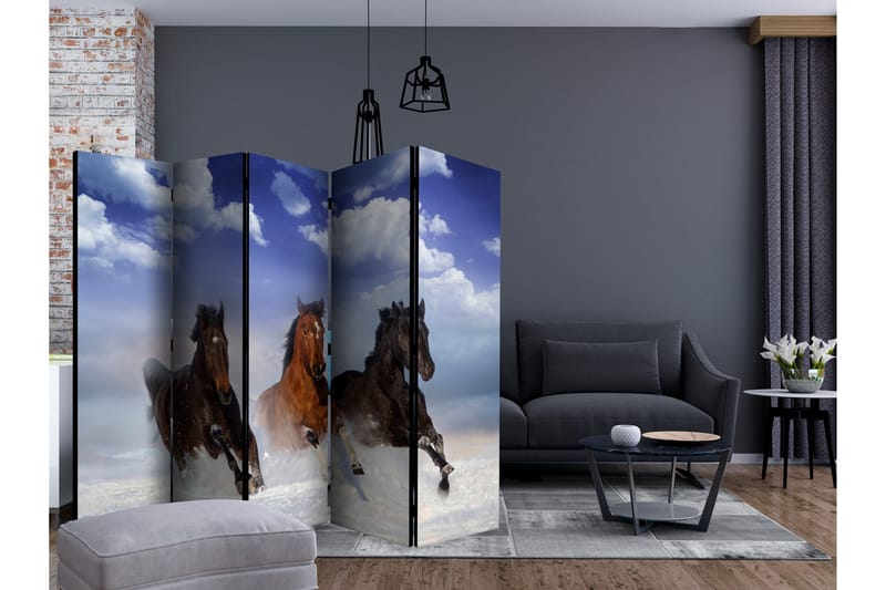 Rumsavdelare - Horses in the Snow II 225x172 - Artgeist sp. z o. o. - Inredning - Rumsavdelare - Vikskärm