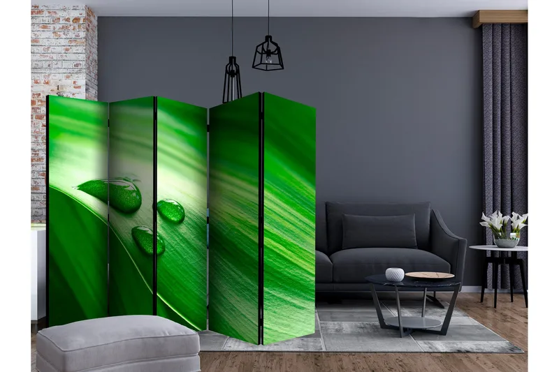 Rumsavdelare - Leaf and three drops of water II 225x172 - Artgeist sp. z o. o. - Inredning - Rumsavdelare - Vikskärm
