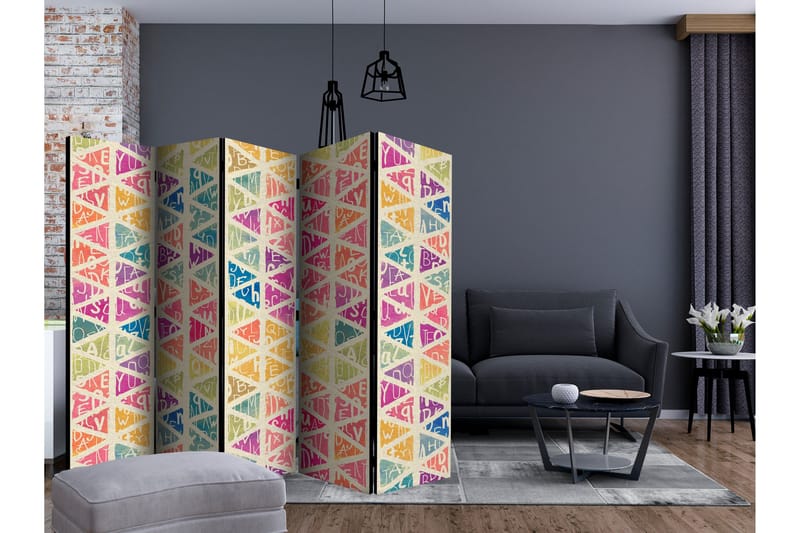 Rumsavdelare Letters and Triangles II 225x172 cm - Artgeist sp. z o. o. - Inredning - Rumsavdelare - Vikskärm