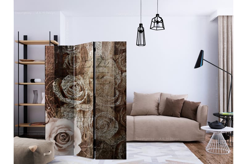 Rumsavdelare - Old Wood & Roses 135x172 - Artgeist sp. z o. o. - Inredning - Rumsavdelare - Vikskärm