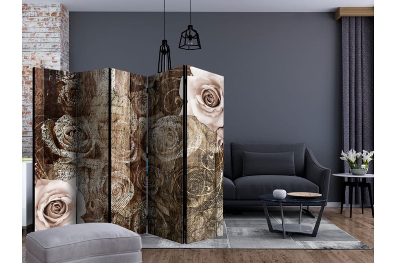 Rumsavdelare - Old Wood & Roses II 225x172 - Artgeist sp. z o. o. - Inredning - Rumsavdelare - Vikskärm