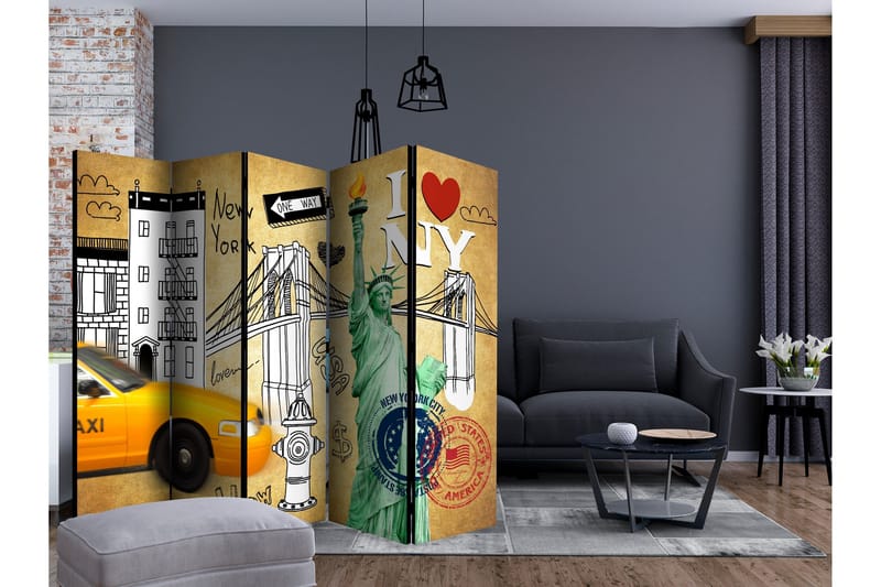 Rumsavdelare - One way - New York II 225x172 - Artgeist sp. z o. o. - Inredning - Rumsavdelare - Vikskärm