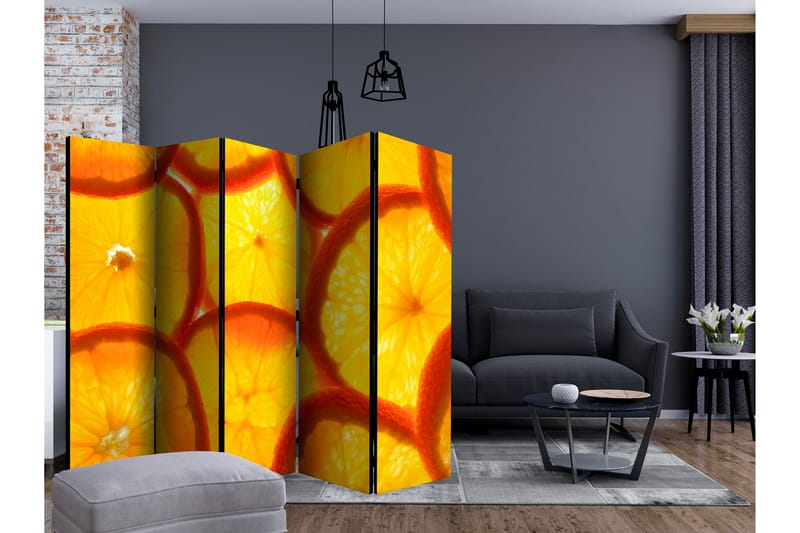 Rumsavdelare Orange Slices II 225x172 cm - Artgeist sp. z o. o. - Vikskärm - Rumsavdelare