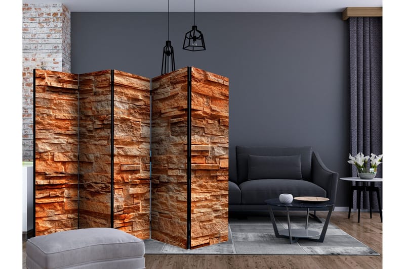 Rumsavdelare - Orange Stone II 225x172 - Artgeist sp. z o. o. - Inredning - Rumsavdelare - Vikskärm