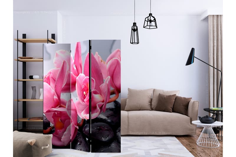 Rumsavdelare - Orchid flowers with zen stones 135x172 - Artgeist sp. z o. o. - Inredning - Rumsavdelare - Vikskärm